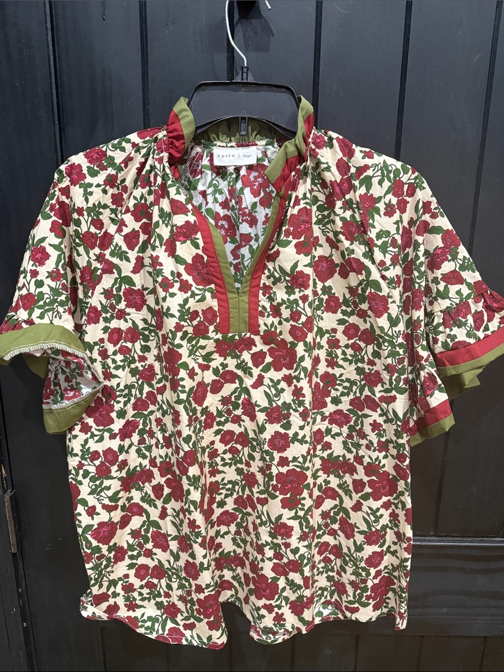 entro Red & Green Floral Short Sleeve Men’s Shirt